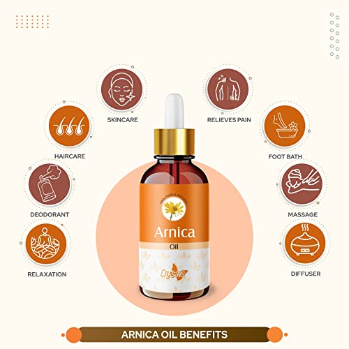 Image of Crysalis Arnica (Arnica Montana) Oil|Pure & Natural Undiluted Essential Oil Organic Standard For Skin & Hair Care|Therapeutic Grade Oil For External Use, Adds Shine To Hair - 50Ml With Dropper