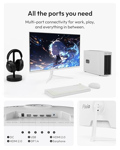 Image of Pixio PX279 Wave White 27 inch 240Hz Refresh Rate FHD 1080p Resolution Fast IPS Panel 1ms GTG Response Time Gaming Monitor with Adaptive Sync
