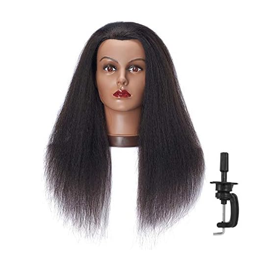 Hairlink 100% Real Hair Afro Mannequin Head Hairdresser Hair Styling Training Head Dolls for Cosmetology Manikin Maniquins Practice Head with Stand (9926B0216)