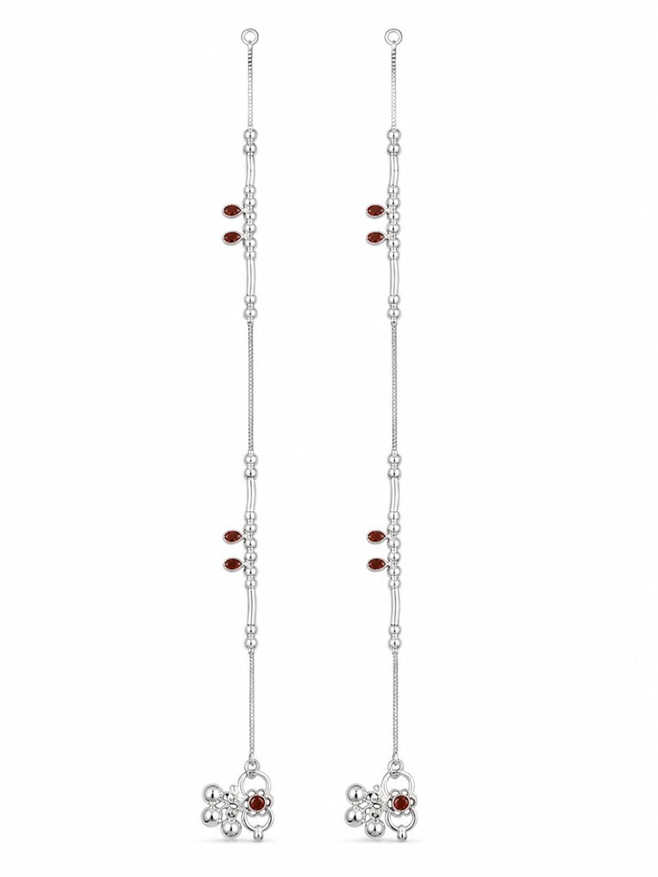 Fancy White Metal Anklet for Women | Oxidised Silver Payal | Stylish Ethnic Foot Jewellery-image-38