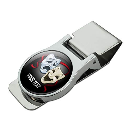 Personalized Custom 1 Line Drama Masks Acting Theater Satin Chrome Plated Metal Money Clip