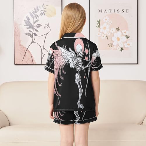 senya Pajama Sets Silky Button Down Nightwear Sleepwear Size 5-14 Years Swing Skeleton4