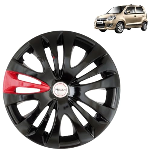 Image of PRIGAN Wagon-R LXI Black Red Wheel Cover 13 inch for -Wagon-R LXI (Set of 4 Pcs) (Press Fitting) Model- Camry Black Red 13