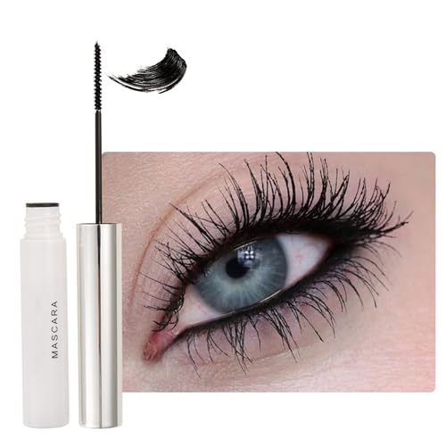 Ultra Fine Mascara Schwarz, 5D Wasserfest Wimperntusche Lange Wimpern, Deep Black Mascara für Volumen & Definition, Wischfest & Nicht Klumpend Wimperntusche mit Silk Fiber, Feiner Pinsel, Glatt Texur