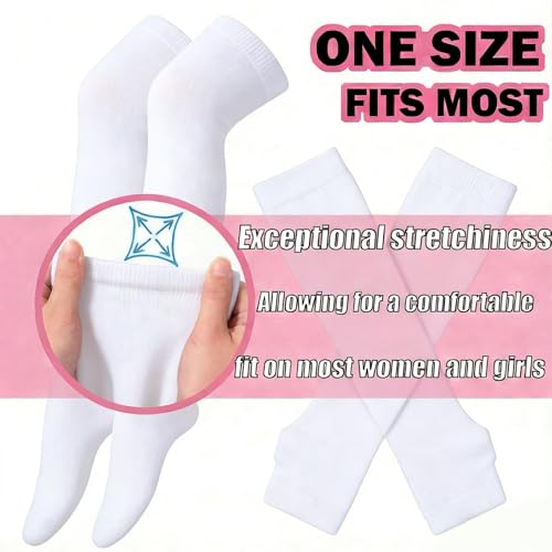 Image of Black and White Striped Arm Leg Warmers Sleeves Set Rainbow Socks Knee High Fingerless Gloves Hand Thigh Warm
