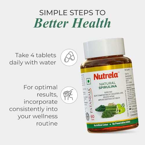 Image of Nutrela Nutrition Spirulina Tablets | High-Protein Superfood | Rich in Vitamins, Minerals & Antioxidants | Boosts Immunity & Energy | Gluten-Free & GMO-Free | Vegan-Friendly