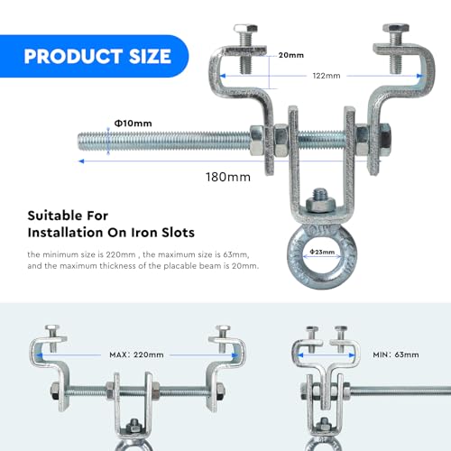 Supaway I-Beam Hanger Heavy Duty Steel Perforated Bag Clamp Hook for Perforated Beam Bags Adjustable from 63mm to 220mm Withstands 203kg Gravity Force - Image 2