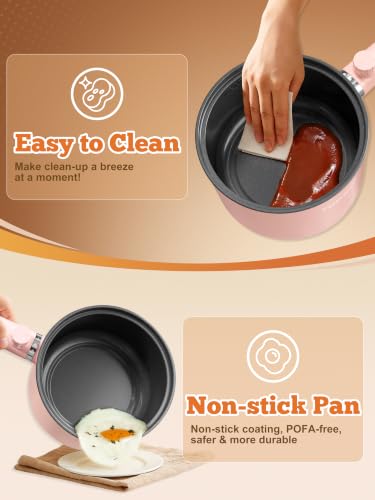 Image of Topwit 1.5L Hot Pot Electric, Portable Ramen Cooker, Non-Stick Frying Pan