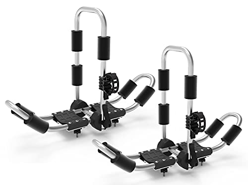 J-bar Kayak Roof Rack of Bilateral Folding 4-in-1 Universal Kayak Racks for Kayaks Canoe Surfboard Ski Board On Rooftop Mount on Car SUV Truck Crossbar