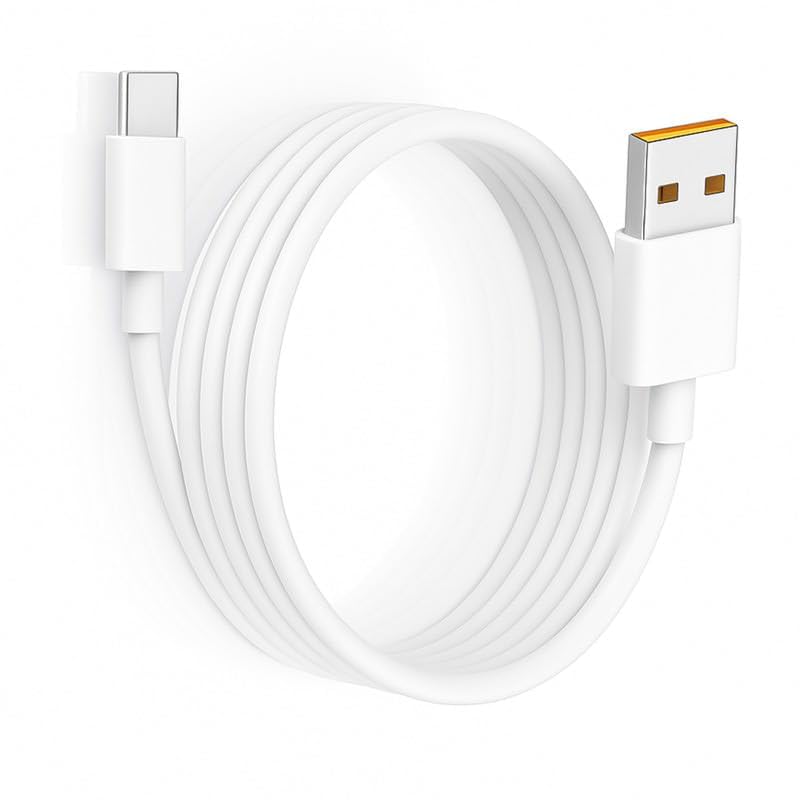 Image of Type-C data cable Compatible with Galaxy S21 FE, White 100 cm, 18W, Easy-Grip Connector, Universal USB-C Compatibility & USB-C Device Cable