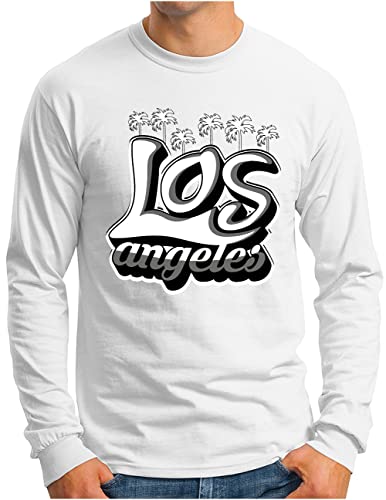 T-shirt manches longues Los Angeles pour homme en blanc taille S