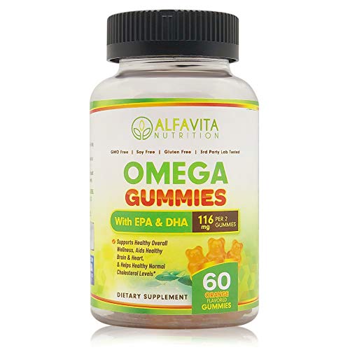 AlfaVita Nutrition Omega 3 Gummies- EPA and DHA Gummies- Healthy Heart, Enhanced Brain and Overall Wellness- Normal Cholesterol Levels- Kids Vitamins Gummy- Omega 3 Gummies for Adults- Fish Oil Omega