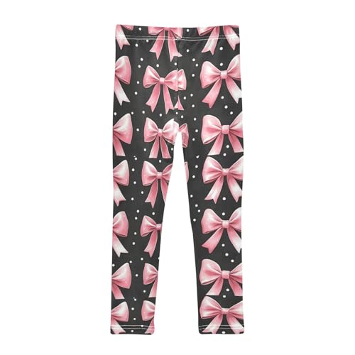 Pink Bows Polka Dots Girls Leggings Kids Yoga Pants Dance Active Tights 4T2
