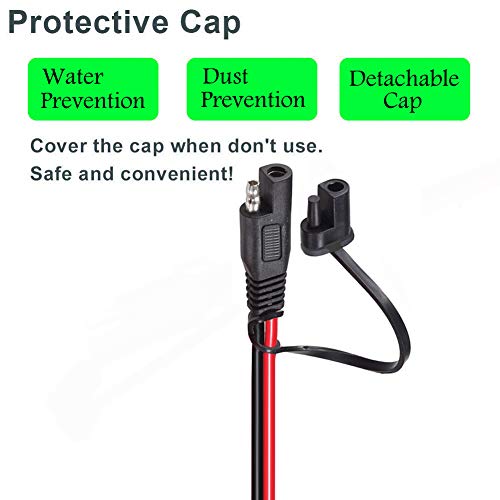 YETOR SAE to O Ring Terminal Harness, with 15A Protection Fuse for Safety, 2-Pin Quick Disconnect Plug,SAE Battery Extension Cable with 3.28FT 10AWG for Motorcycle Cars. (100CM) - Thumbnail 4