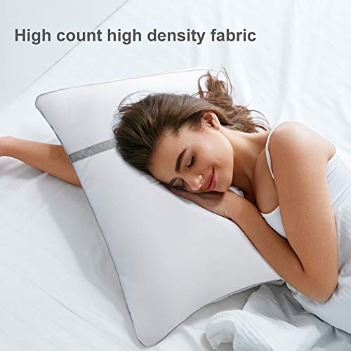 BedStory 2 Pack Sleeping Pillows, Hotel Pillow Down Alternative Dust Mite Resistant&Hypoallergenic Standard Bed Pillow for Neck/Shoulder Pain Back Stomach/Side Sleeper (Non-Removable Cover, Standard)
