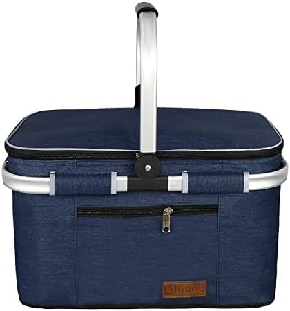 ABIUBIU 35L Kühltasche Einkaufskorb Picknickkorb Große isolierte Kühlkorb Lunchtasche Thermo Tasche für Büro Camping Picknick Reisen Seitenstütze Aufrecht Halten