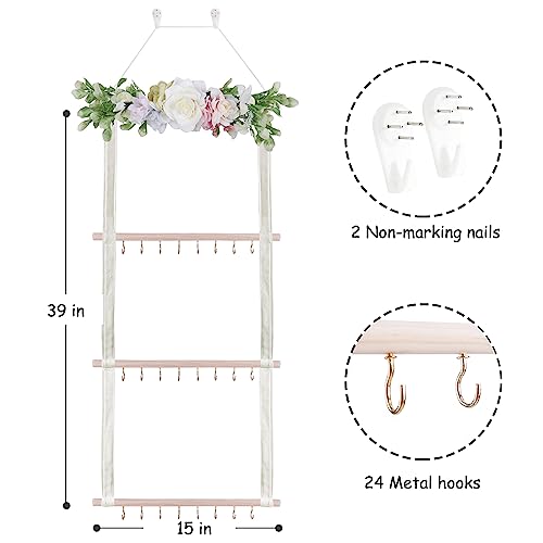 cherrboll Headbands Holder Hair Bows Organizer with Hooks, Baby Hair Accessories Storage Display for Toddler Girls Nursery Room Wall Door Closet3