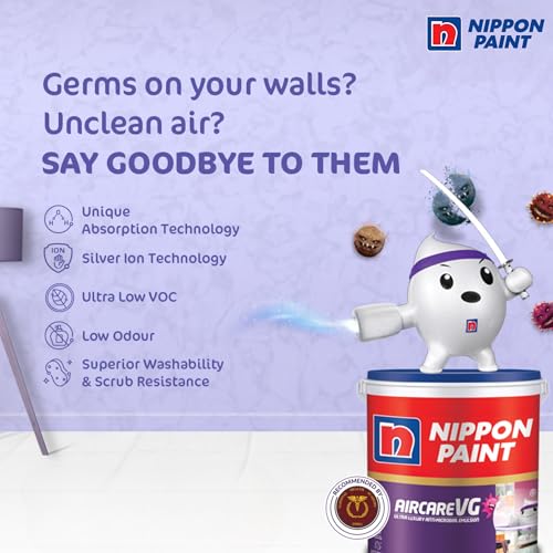 Image of Nippon Paint AirCare VG Interior Emulsion Paint(4L, White, Sheen Finish)-Safe Paint for Kids, Pregnant women & Allergic People w /Formaldehyde Absorbing Technology-For Home, Kids, Living Room-4 Ltr