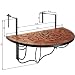 tectake® Balkonhängetisch Mosaik, halbkreisförmiges Design, Balkontisch klappbar, Massive Steinmosaik-Tischplatte, Balkontisch mit Metallhaken, Hängetisch für Terrasse und Balkon - Terracotta
