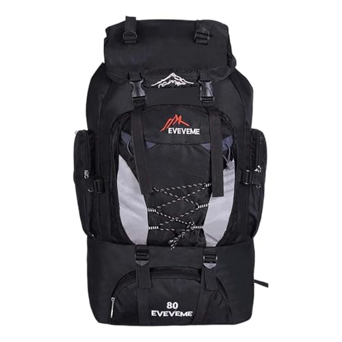 Hiking Backpack 80l Waterproof,Lightweight Foldable Rucksack For Trekking Walking Climbing Moutdoor Sports, 01-Black, 80