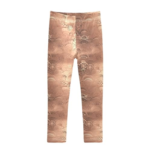 KLL Rose Gold Abstract Metallic Little Girls Legging Soft Full Length Lounge Pants Sports