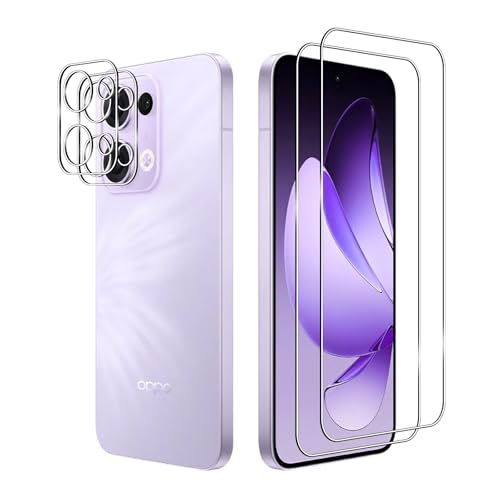 Afikyutu Protector de Pantalla para OPPO Reno 13 5G, 2 Piezas Cristal Templado + 2 Protector de Lente Cámara, Anti-Arañazos, Fácil de Instalar, 9H Dureza Vidrio Templado