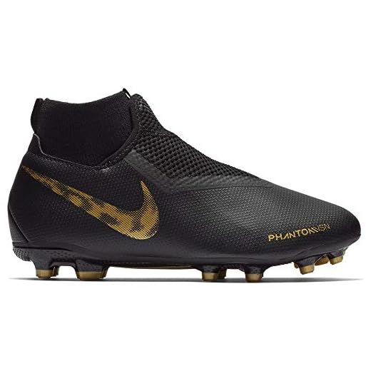 Nike Kids Unisex JR Phantom Vision Academy DF FG/MG Soccer (Little Kid/Big Kid) Black/Metallic Vivid Gold 5.5 M US Big Kid