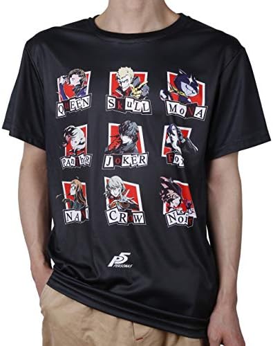 MOE Persona 5 P5 Morgana Hot Anime Joker T-Shirt Original Tops, Unisex, Micro Fiber, Short Sleeve Round Neck Tee, Black, XX-Large