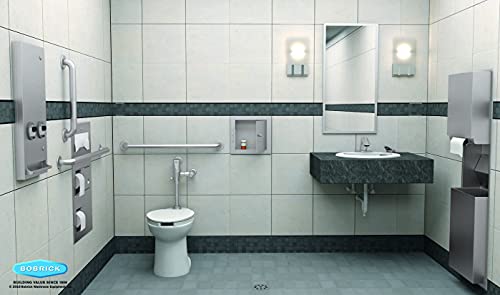 Bobrick 6806 Series 304 Handicapped Stainless Steel Straight Grab Bar | Concealed Mounting | Snap Flange | Satin Finish | 1-1/2" Diameter (24 Inch) #TOP4