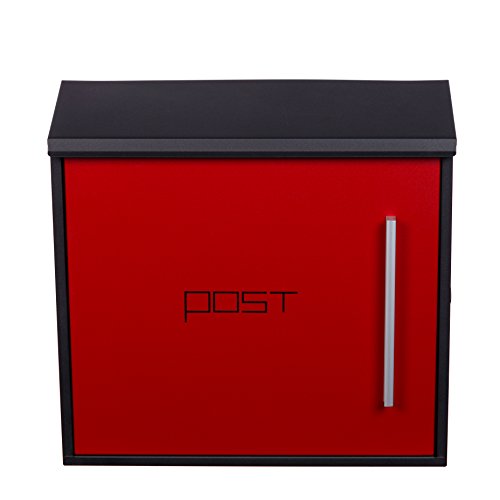 Preisvergleich Produktbild Birendy Designer Briefkasten Stahl 33 cm hoch in Rot HPB918NH, Wandbriefkasten Postkasten