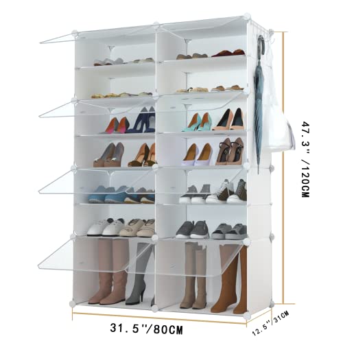 Homicker Shoe Rack Organizer, 32 Pair Shoe Storage Cabinet With Door Expandable Plastic Shoe Shelves For Closet,Entryway,Hallway,Bedroom #TOP5