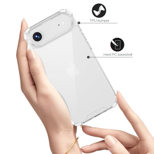 SALAWAT Compatible with iPhone Air Case, Clear Cute Gradient Slim Phone Cover Reinforced TPU Bumper Hard PC Back Shockproof Protective Case for iPhone Air 6.5 inch 2025 (Crystal Clear) — view 3
