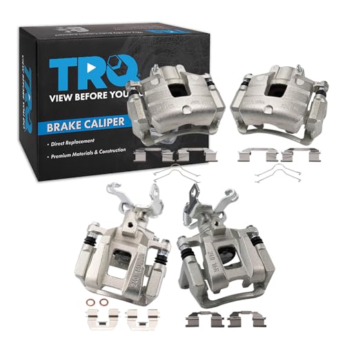 Image of TRQ Front and Rear Brake Caliper Set Zinc Coated Brackets Compatible with 2016-2019 Chevrolet Malibu