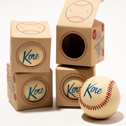 Kore Soft Baseball – Hand-Stitched Real Feel Foam Baseballs | Safe Indoor & Outdoor Practice Ball for Backyard Play | Baseball Gift or Desk Toy | Stocking Stuffer | Party Favors | (4)