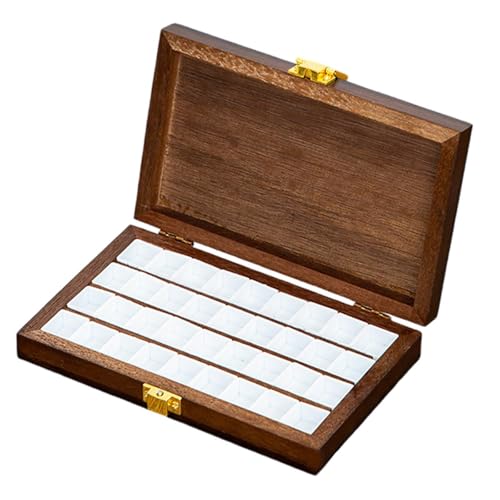 mophrati Caja de pinturas, contenedor de pinturas, caja paletas, bandeja, 36 rejillas, nogal