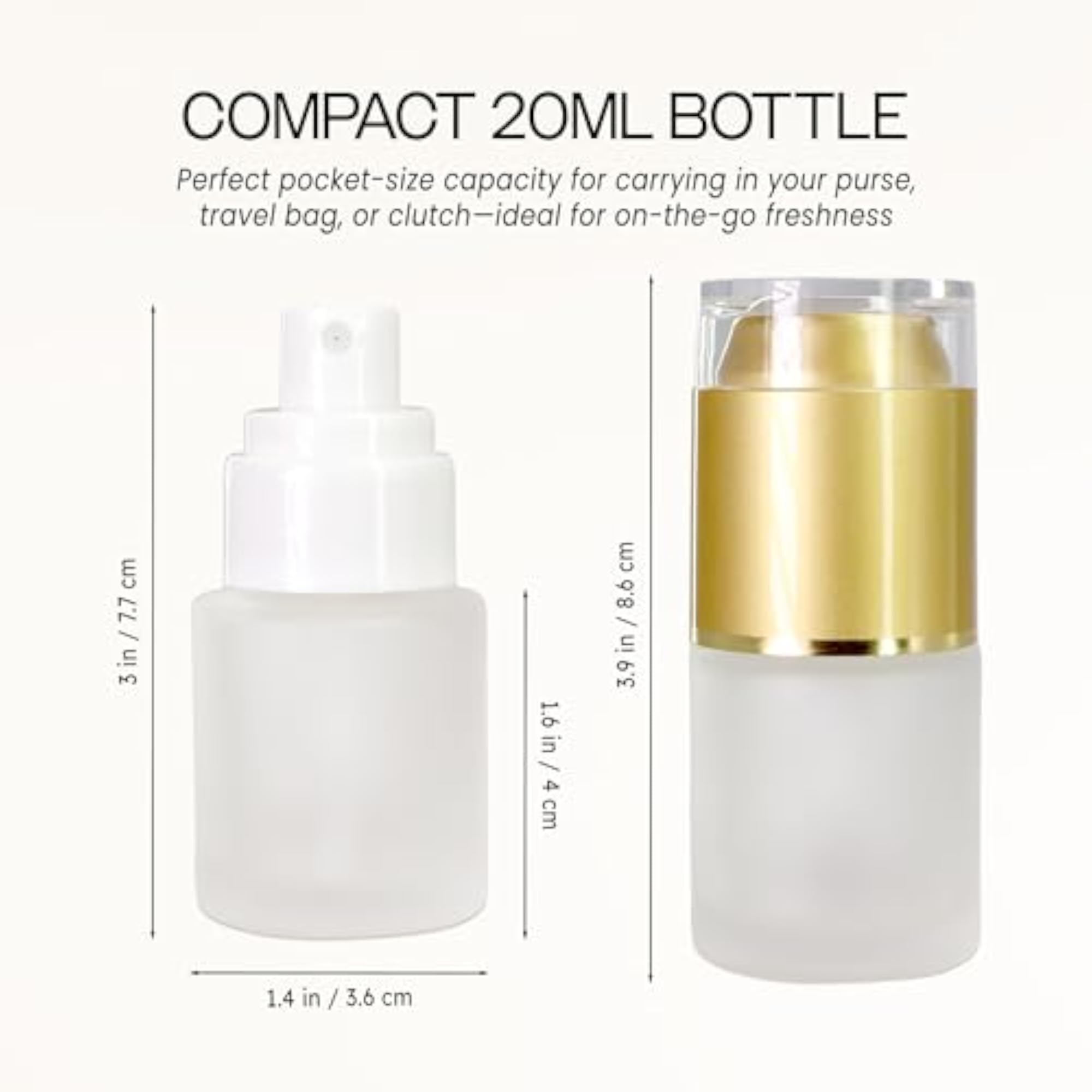Refillable Gold Frosted Glass Spray Bottle, Fine Mist