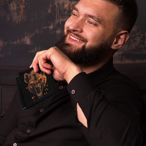 Angry Hyena Dog Mens Bifold Wallet Single-Sided Printed Slim 6 Card Holders Purse Leather Money Clip4