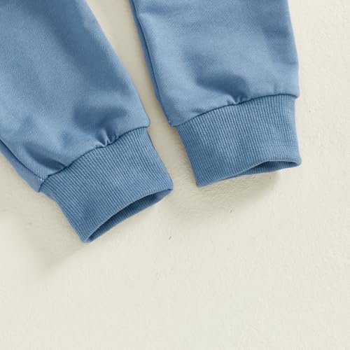 Toddler Baby Boy Fall Winter Clothes Striped Waffle Button Long Sleeve Hoodie Sweatshirt Top and Pants Set 7