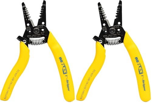 Image of IDEAL Electrical 45-615 Reflex Super T Stripper - 8-18 AWG Solid, Yellow, Wire Stripper, Plier Nose, Slide Lock, Textured Grips (Pack of 2)