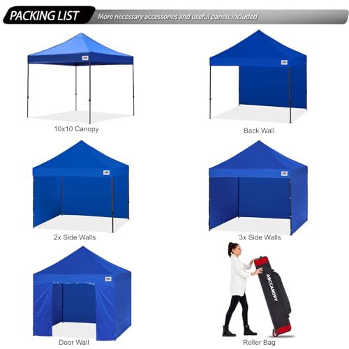 Image of ABCCANOPY Heavy Duty Easy Pop up Canopy Tent with Sidewalls 10x10, Royal Blue
