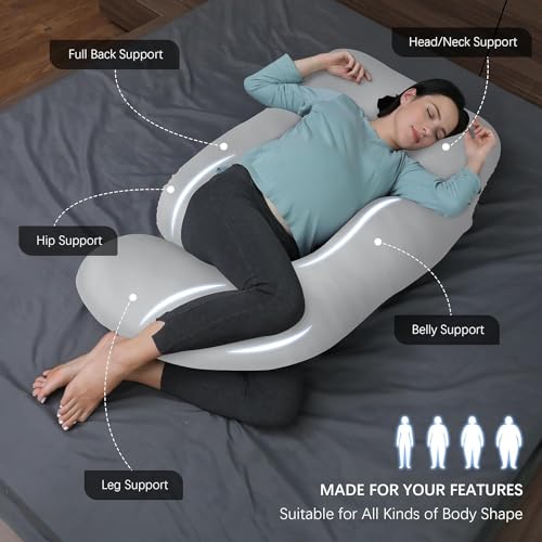 Image of Safe Multifunctional Microfiber U Shaped Pregnancy Pillow /Maternity Pillow. (Grey-G-2)