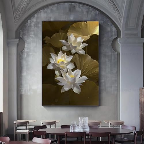 Toile murale de lotus blanc KEBIA pour transformer un mur vide en espace artistique