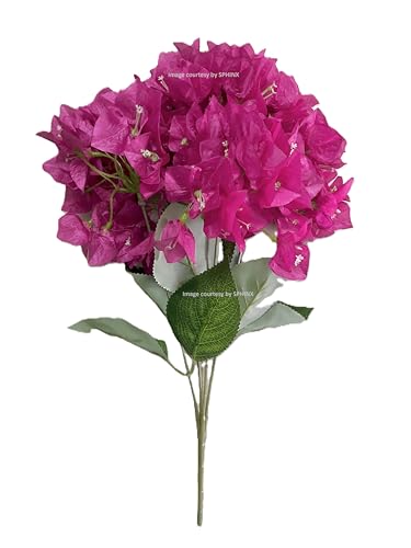 Image of SPHINX Artificial Bougainvillea 5 Heads Bunch Without Vase for Home Decor,Centerpieces, Christmas Decorations, Welcome Reception, Dinner Table decor Approx Height 50 cms- (2 Pieces, Mixed Colors)