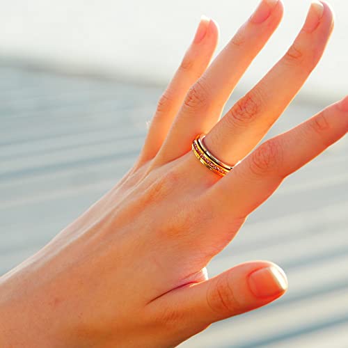 Image of Muses Art Design Fidget Rings, Anxiety Rings, Spinner Rings, Band Rings with Birthstone, Stainless Steel, Women and Men, Meditation Rings, Thumb Rings, Stress Relieving and Anxiety Reducing