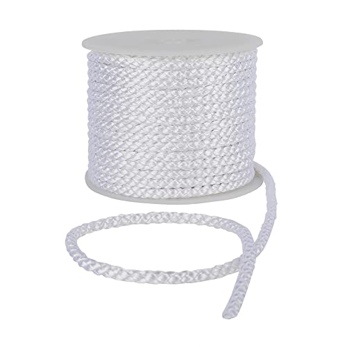Discount Fabrics Crepe Cord - 6mm Premium Cotton Rope, Strong Macrame for DIY Craft Projects, Piping Cushions, Nylon Drawstring Cord, Durable & Multi-Purpose String (White,1m)