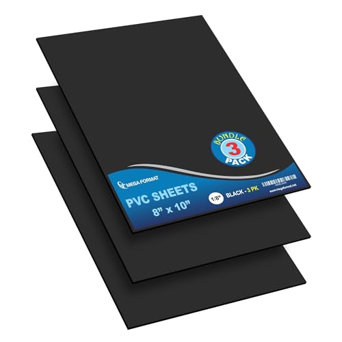 Image of Mega Format Expanded PVC Plastic Sheets - 8 inch X 10 inch Rigid Black Sheet for Crafts, Signage, & Displays - Sintra, Celtec PVC Board - Waterproof for Outdoors Use - 1 /8 inch 3mm Thick - 3-Pk-Black