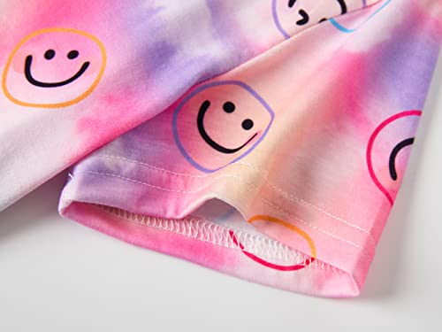Beezizac Neon Tie Dye Spiral Pattern/Butterfly Pajamas for Girls Tee & Shorts PJ Set Size 6-184