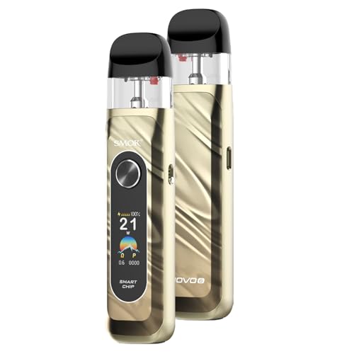 SMOK Novo 6 Kit | 5W-40W, 0,96 pollici, batteria da 1700 mAh, potenza regolabile, MTL-RDL, cartuccia da 3 ml con aspirazione automatica, 0,6 ohm, vaporizzatore (Oro)