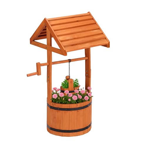vigorange Wooden Wishing Well for Outside, Wishing...