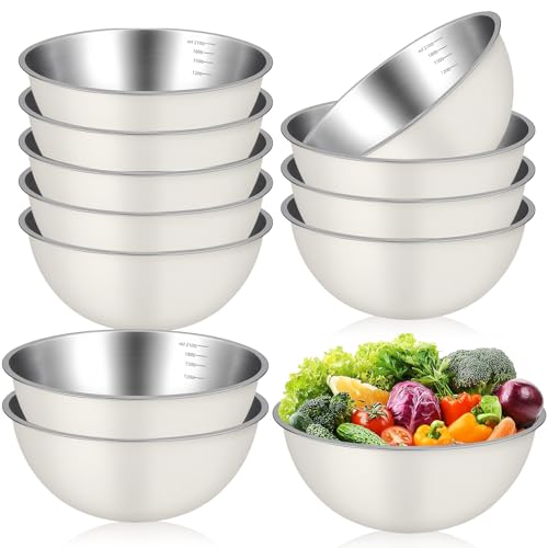 Juego de 12 tazones de acero inoxidable 2.2qt miniatura 1